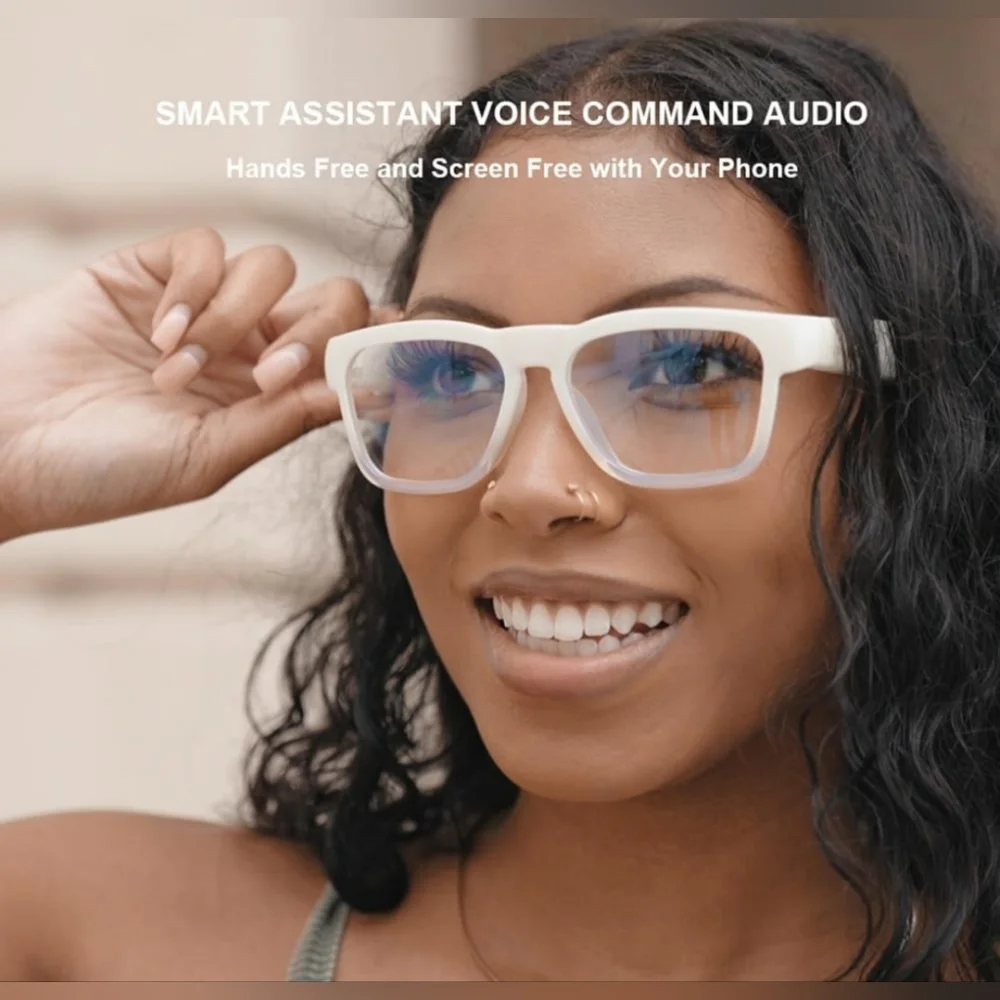 OhO Smart Glasses,Polarized with Bluetooth Speaker, Voice Control White/…